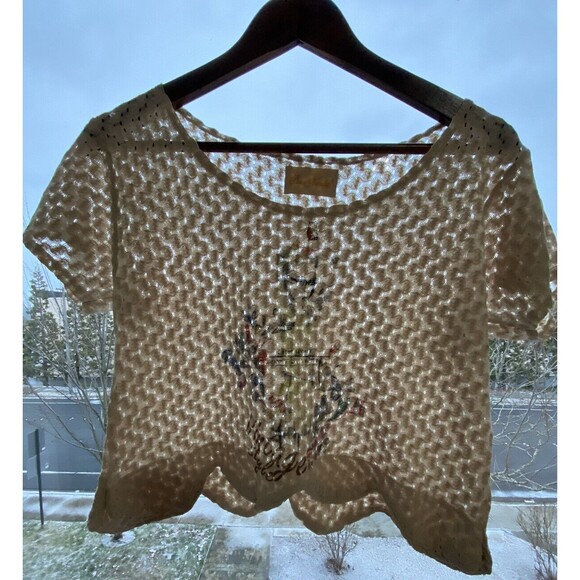 Plain Vanilla Women's Tops Shirt S Short Sleeve Summer Tee See Through One Size - Picture 2 of 8